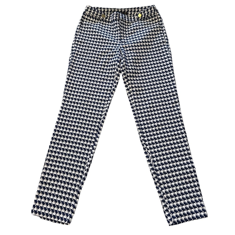 Zara Basic Navy and White Tailored Houndstooth Pa… - image 2